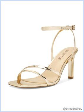 Heeled Sandals for Women Dressy Square Open Toe Strappy Ankle Strap High Heels